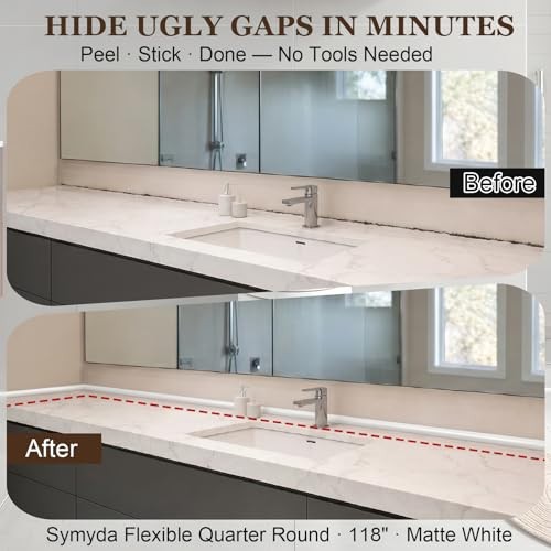 Flexible Quarter Round Molding (13 Ft / 156 Inch) – Waterproof Self 157in white