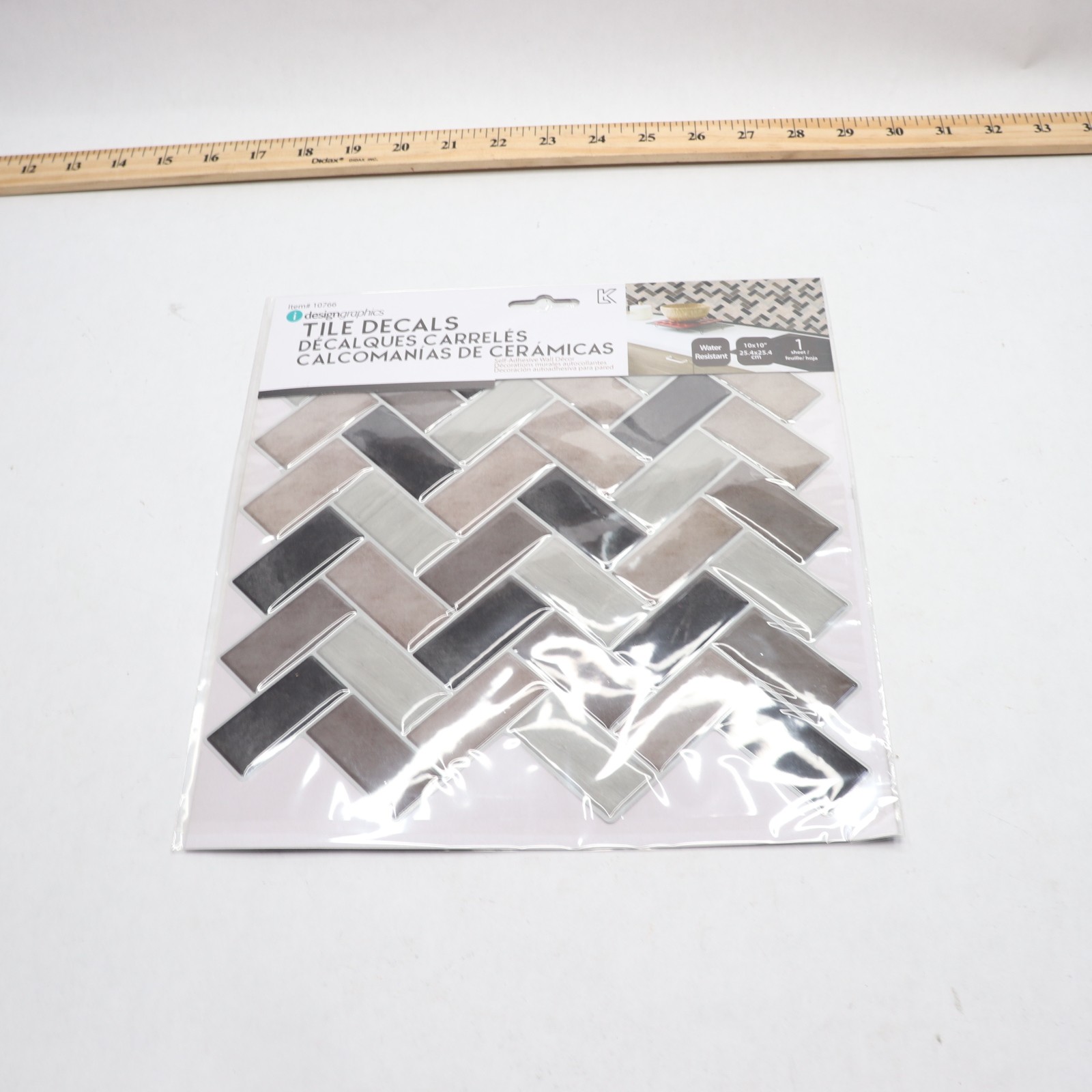 (6-Pk) DesignGraphics Peel/Stick Backsplash Wall Tile Set Multi-Color Plastic