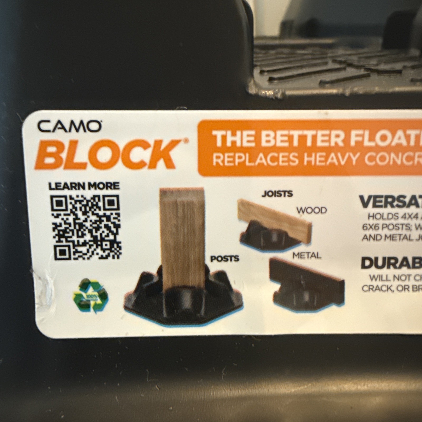 (QTY 5) CAMO 0420001 Deck Block 15.75 x 15.75″ x 3.5″ Heavy-Duty Polyolefin