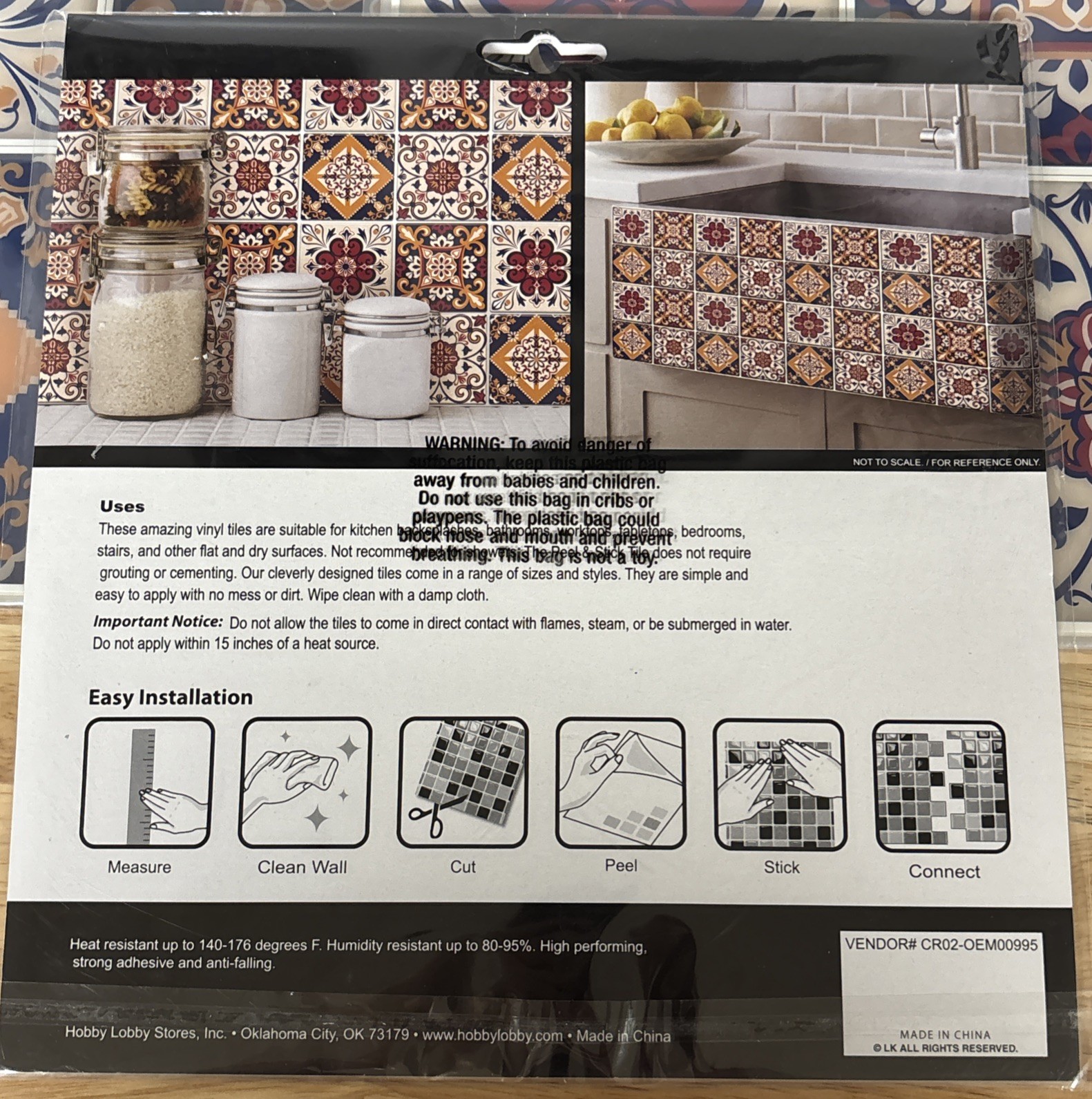 Peel and Stick Tiles Room Decor Backsplash Mexican Mediterranean 4 Sheets