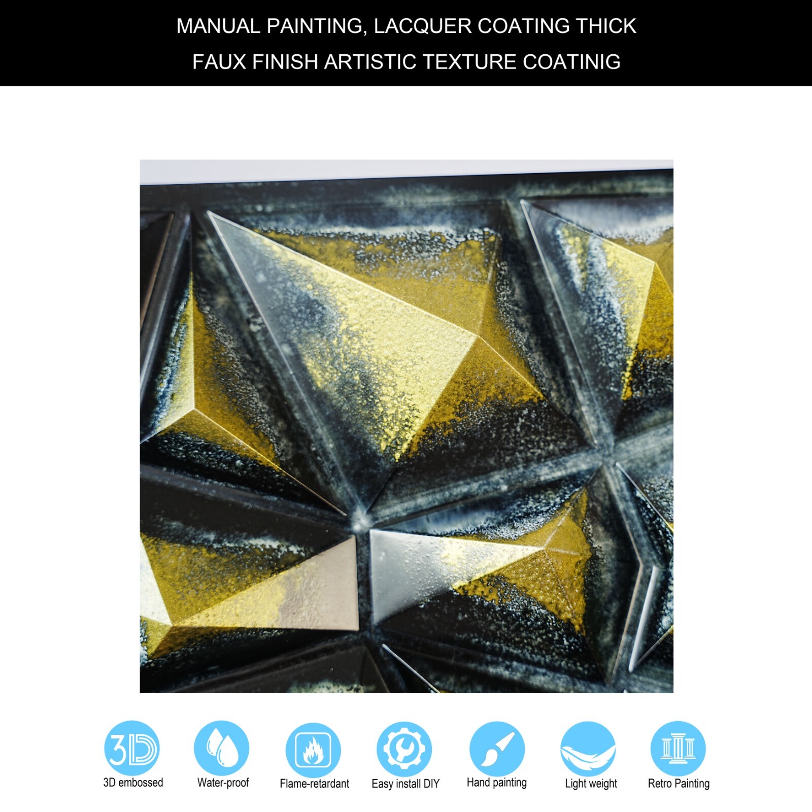 Ancient Suspended Ceiling Tiles Decorative Wall Panels PLM101 Black gold 10pcs