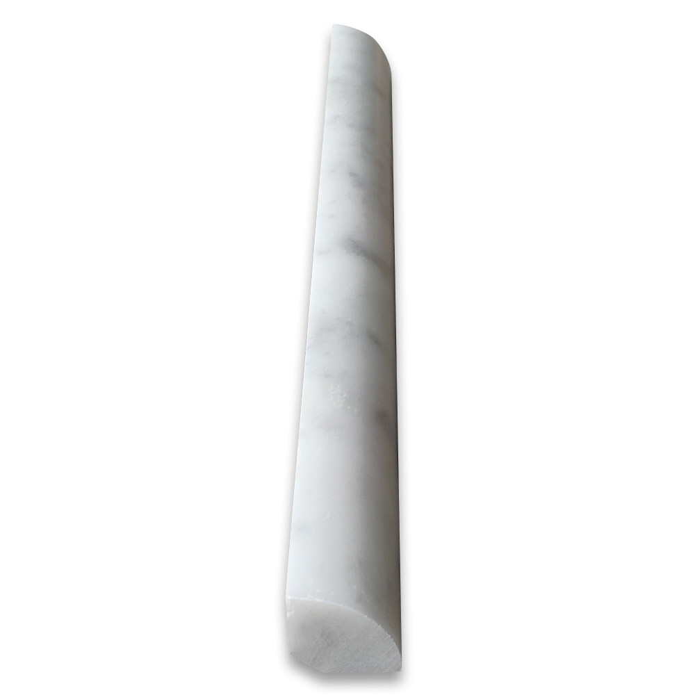 C16H Carrara White Marble Round Cover Edge Pencil Liner Trim Molding Honed