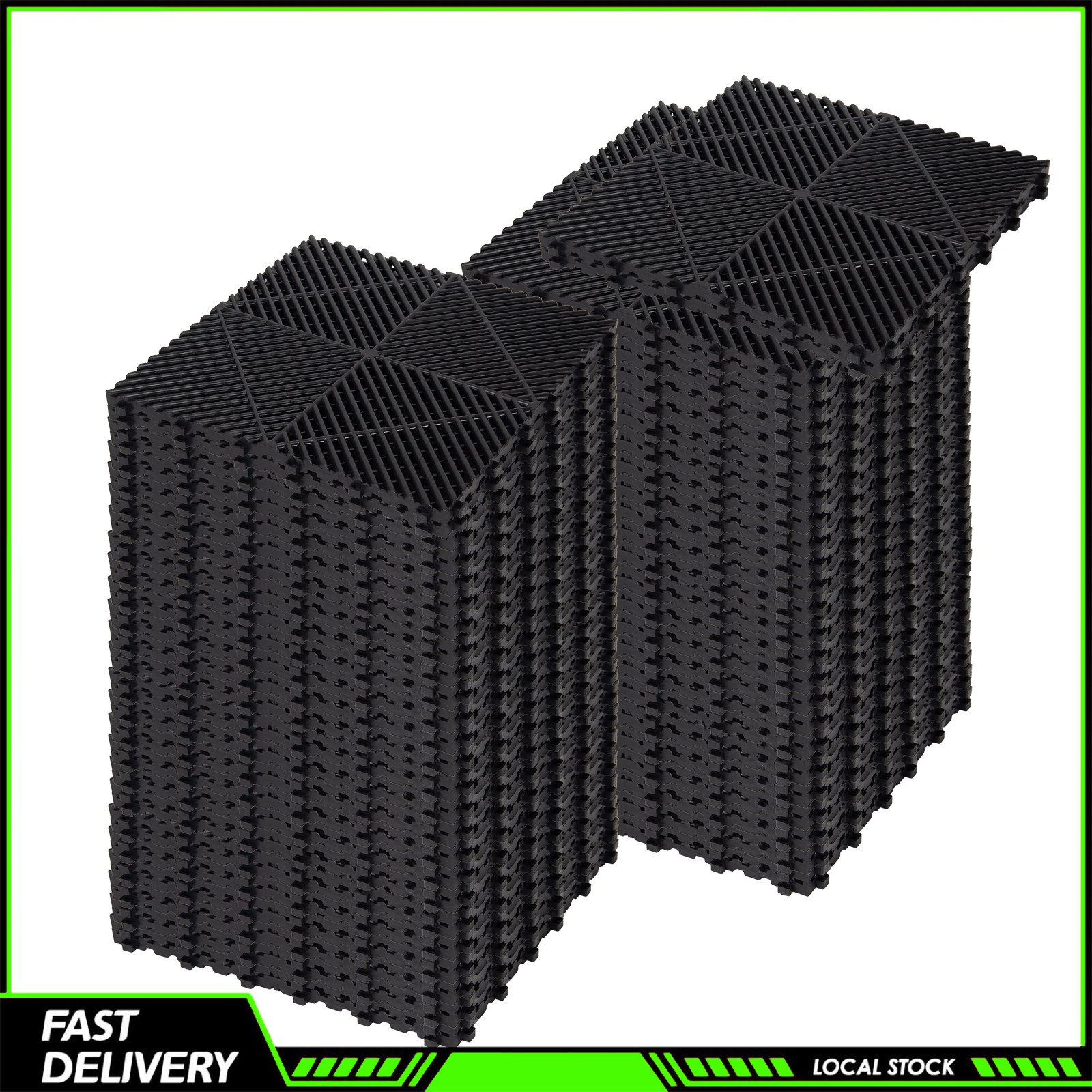 50PCS Garage Floor Tiles Interlocking 15.75×15.75 in Garage Flooring Tiles Black