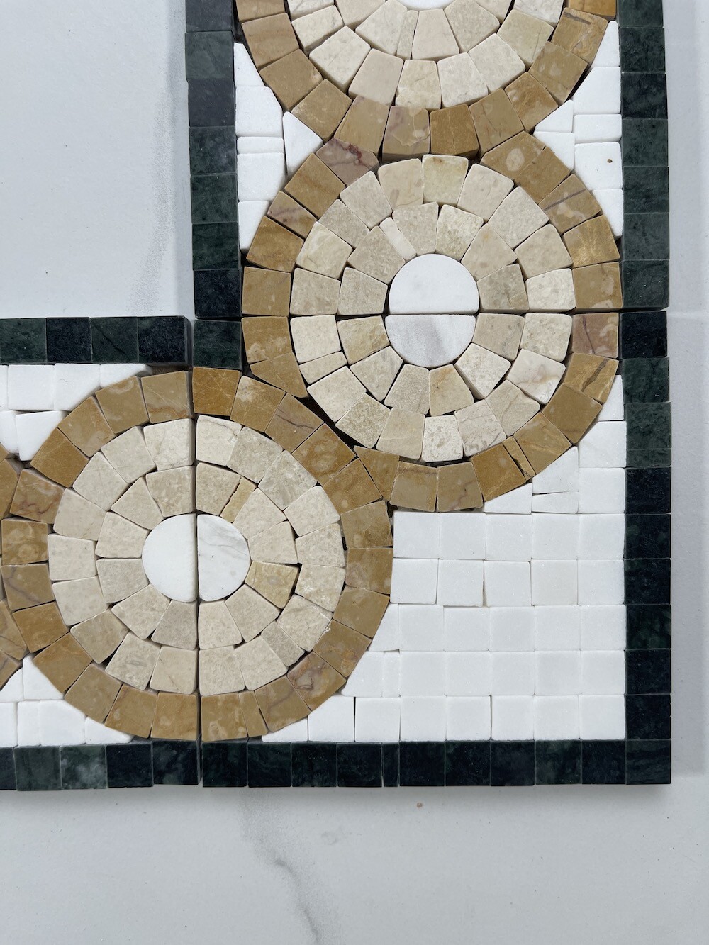 B0084CP Marble Mosaic Border Accent Decorative Tile Aura Gold 4×4 Polished