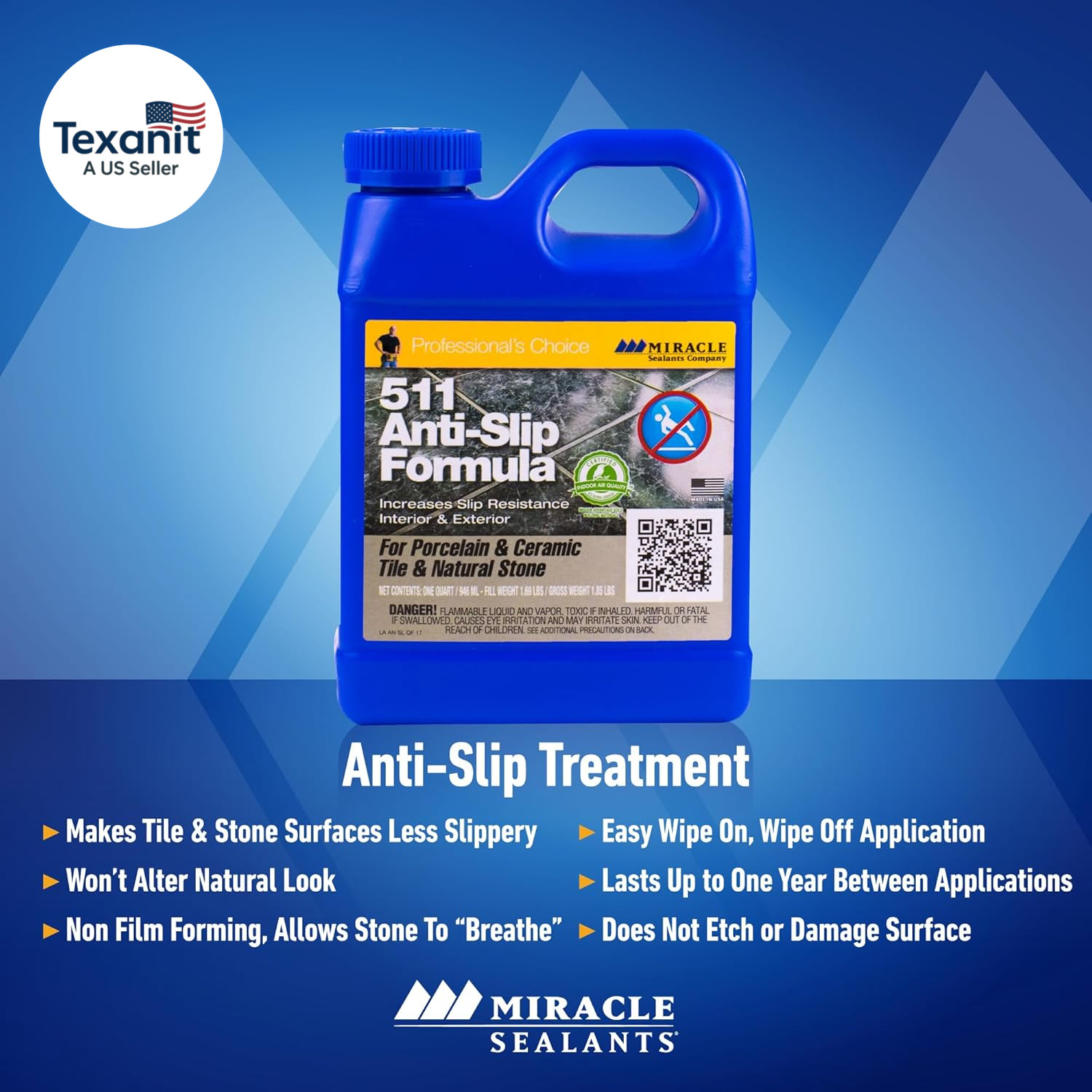 511 Anti-Slip Treatment for Tile and Stone Floors, Showers, Pool Decks, Quart