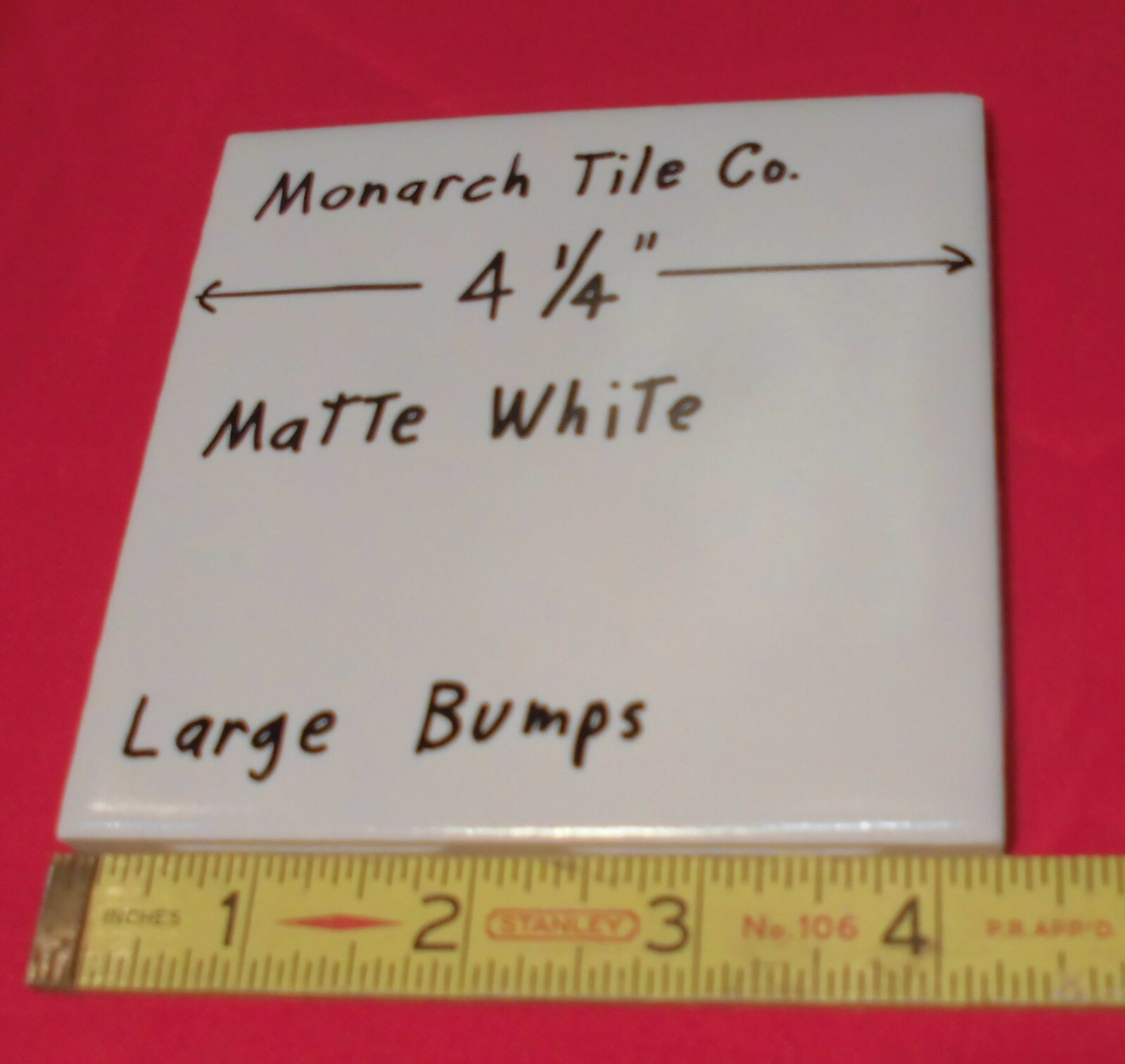 1 pc. Bumpy White Matte Ceramic Tile 4-1/4″ Large Thumb-Like Bumps; by Monarch