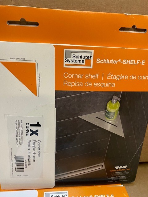 Schluter Triangular Corner Shelf-E Curve Design Brushed Stainless Steel SES1D6EB