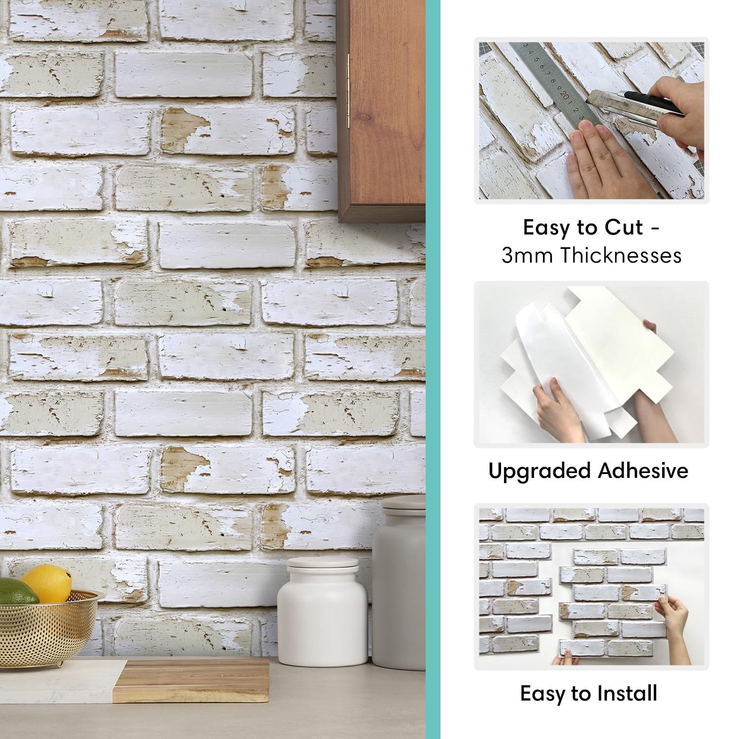 3D Brick Wall Panels Peel and Stick – 10 pcs 11.8″x11.8″ Small Size Thin PVC …
