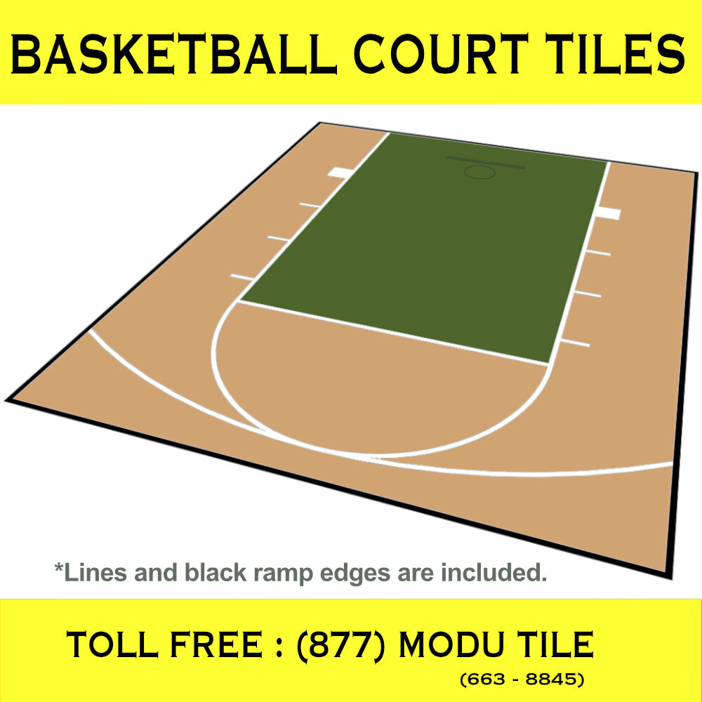 20ft x 24ft Outdoor Basketball Court Kit-Lines and Edges Included Green/Beige
