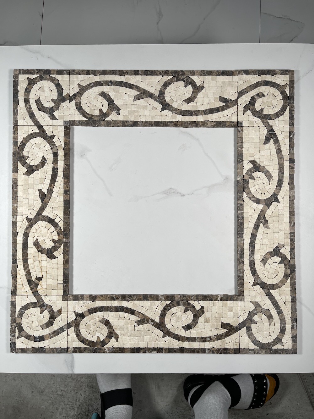 B0018T Marble Mosaic Border Listello Accent Tile Vine Emperador 4×12 Tumbled