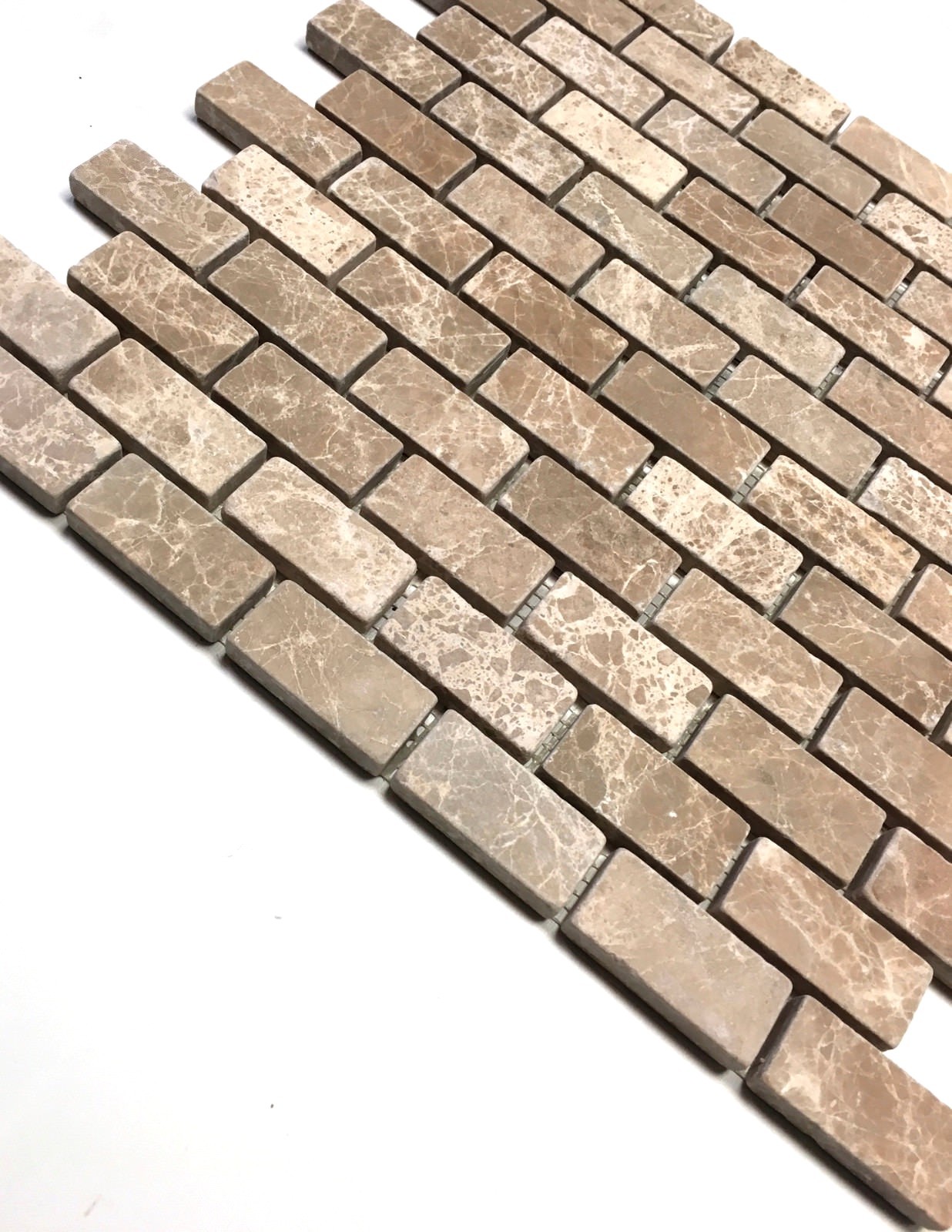 Emperador Light 1″x2″ Tumbled Marble Mosaic Tile Wall Backsplash Floor Kitchen