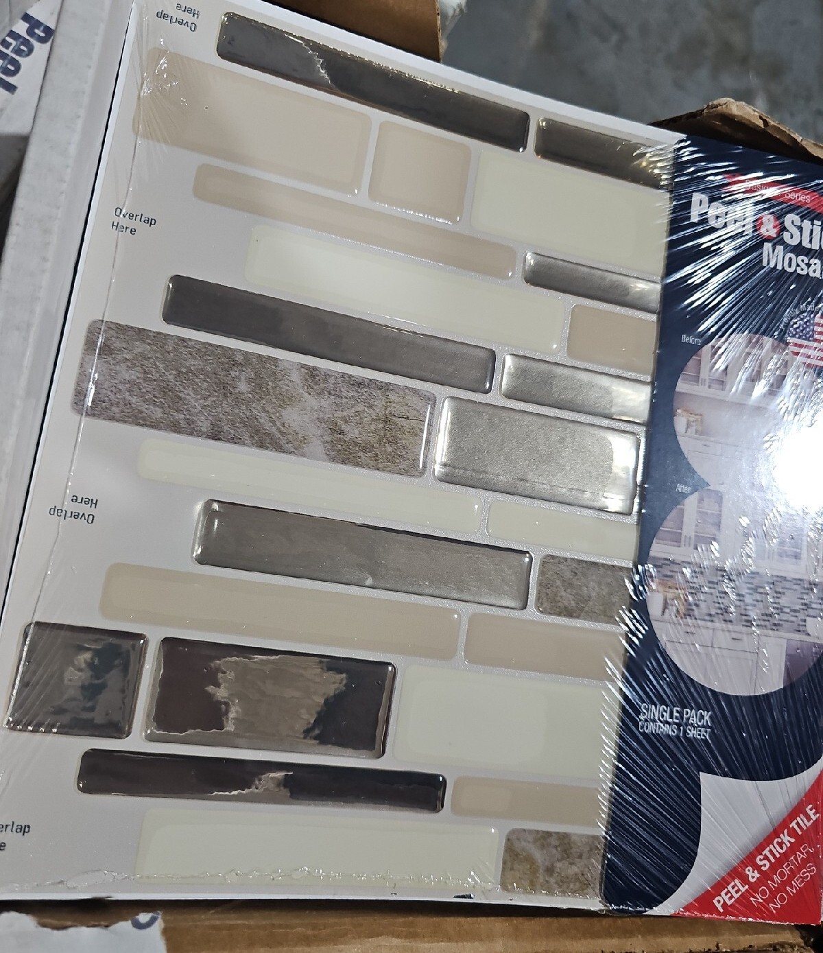 Peel And Stick Mosaics Havana Beige And Gold Linear Stone Look Peel And Stick