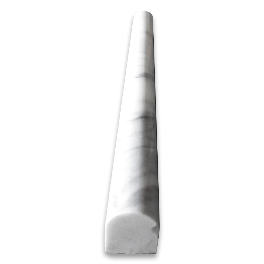 L18P Pencil Liner Statuary Statuario White Marble 3/4×12 Trim Tile Polished