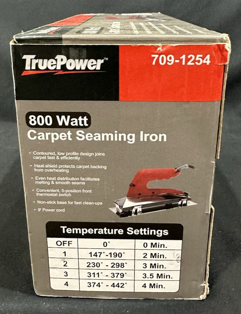 True Power 709-1254 Carpet Seaming Iron 10″ 800 Watt 5 Position Heat Setting