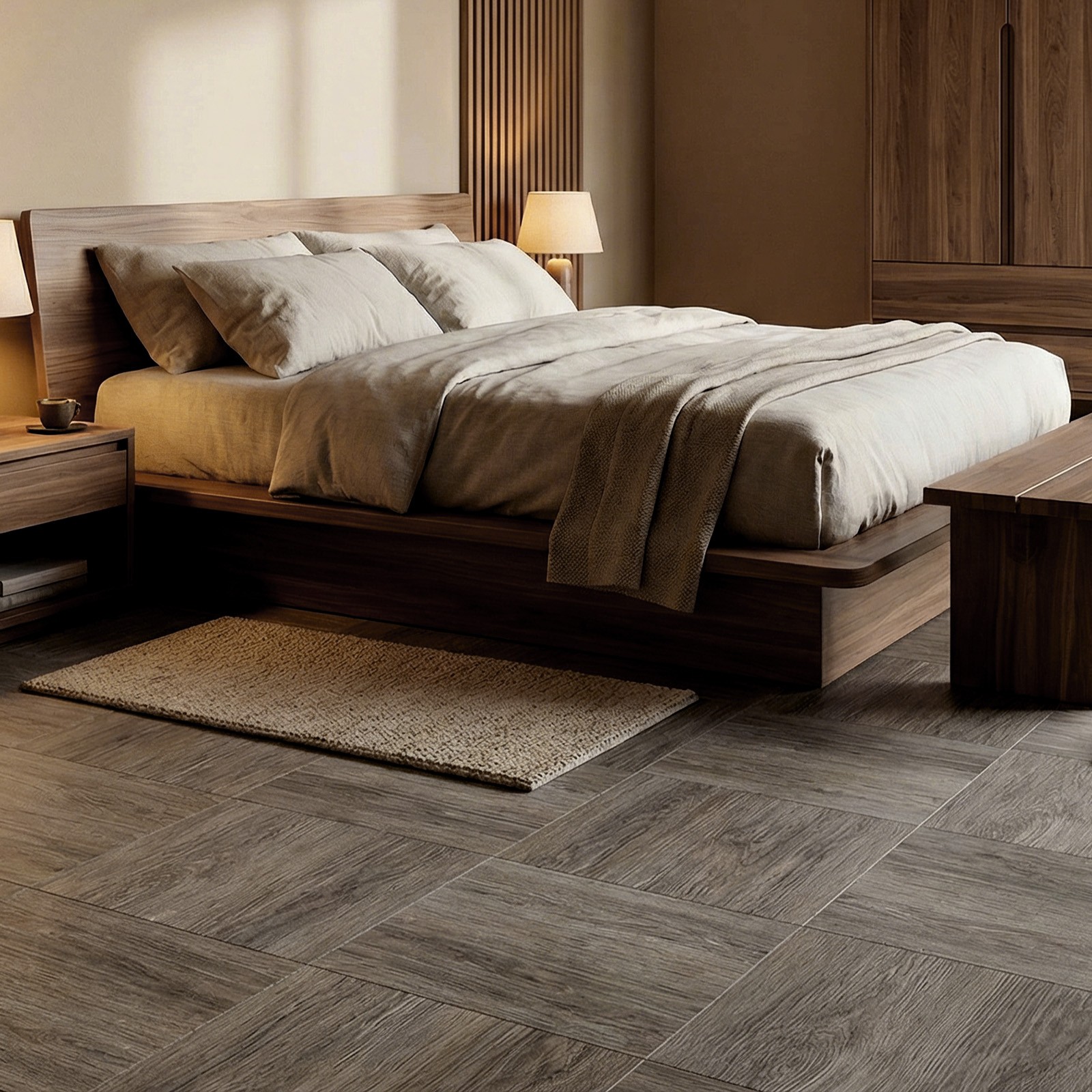 50-100pcs Self-Adhesive PVC Floor Tiles 3D Wood Grain Waterproof for Living Room