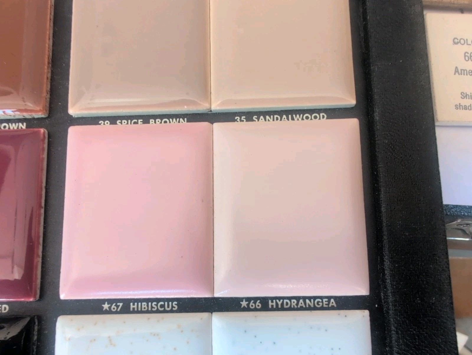 1 pc American Olean Hydrangea #66 Vintage Ceramic Tile 4-1/4″ Square Matte Pink