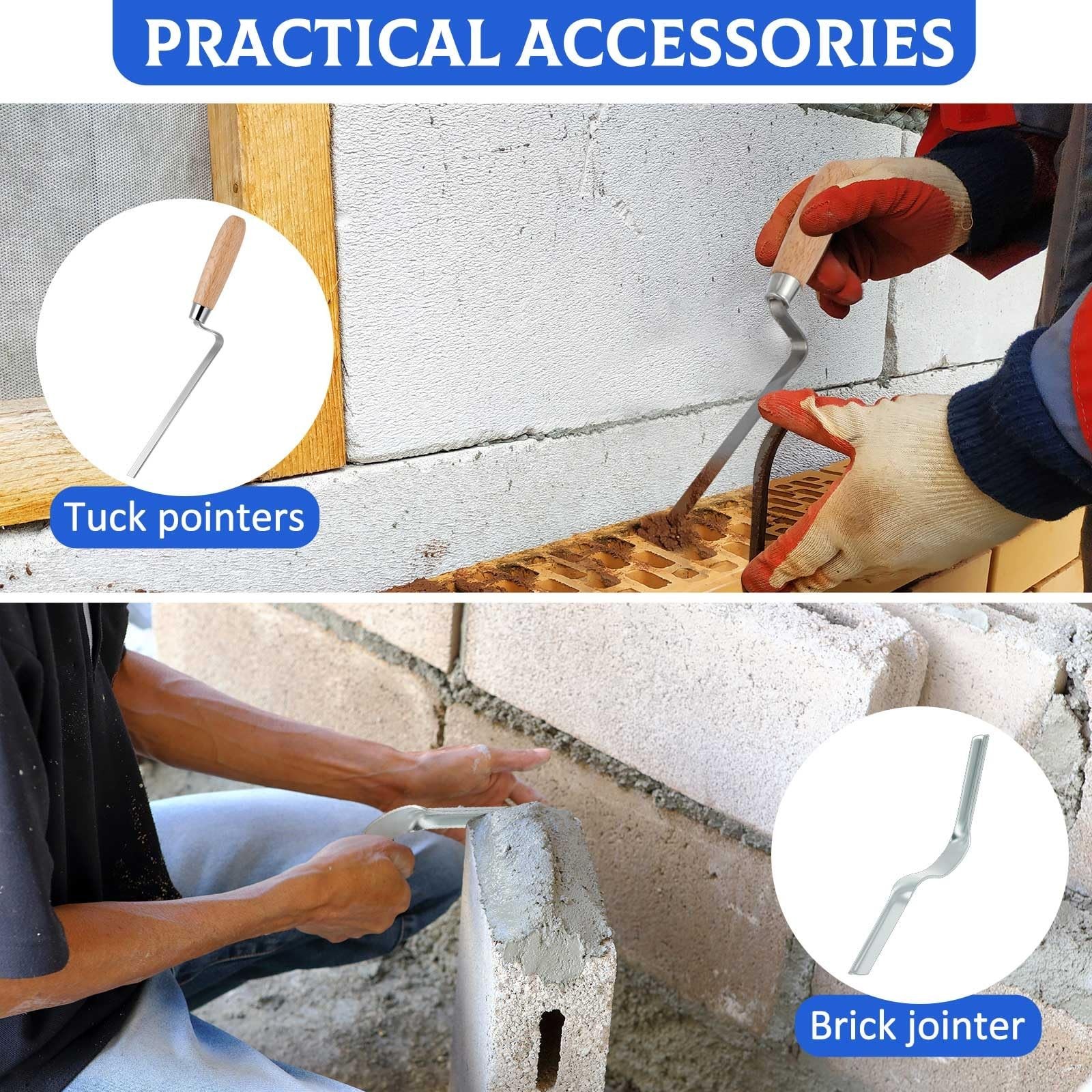 9-Piece Tile Grout & Masonry Tool Set – Cement Sealer Bags, Brick Jointer, Tuck