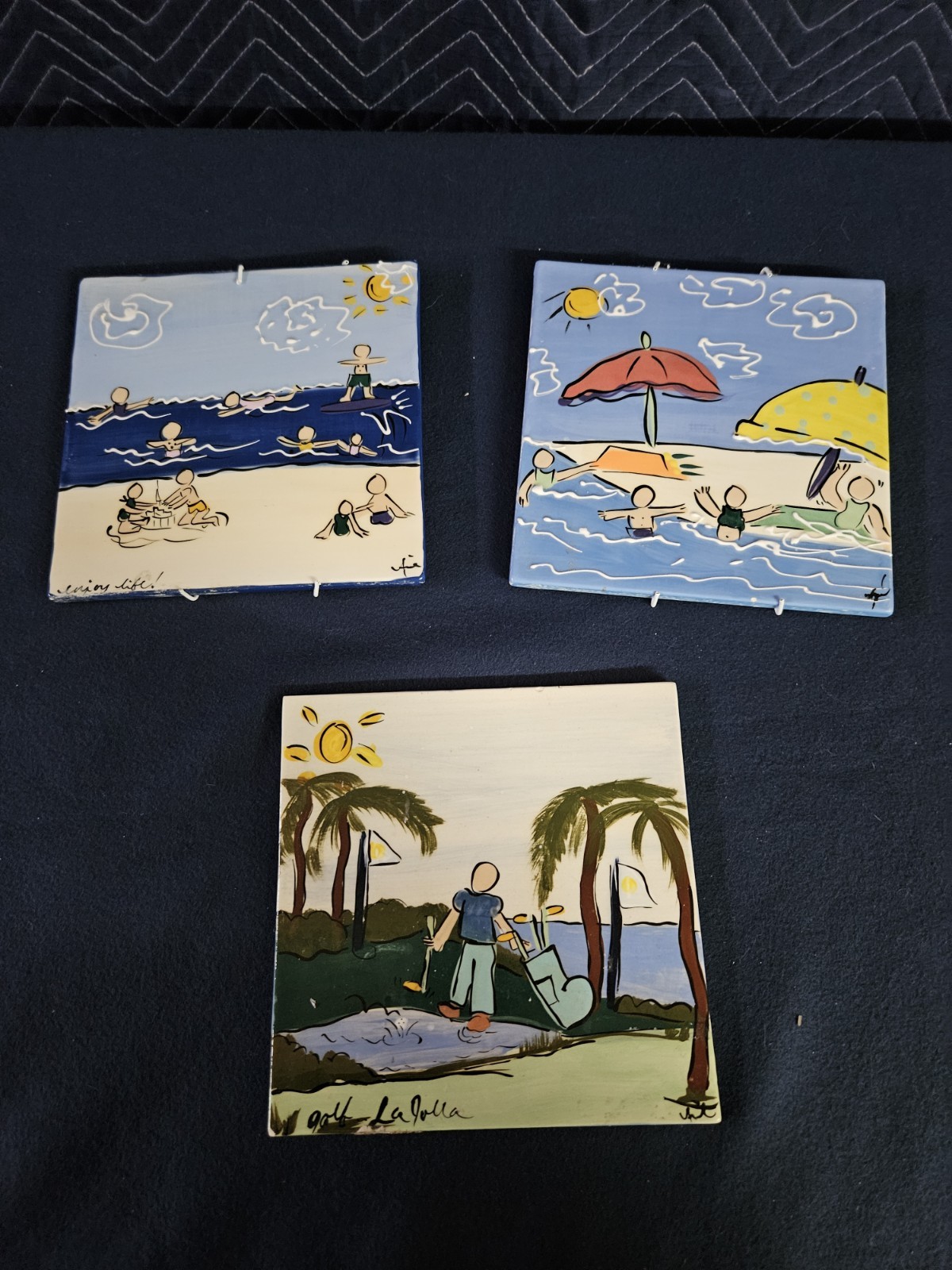 Set of 3 Beach Themed 8×8 Ceramic Tiles