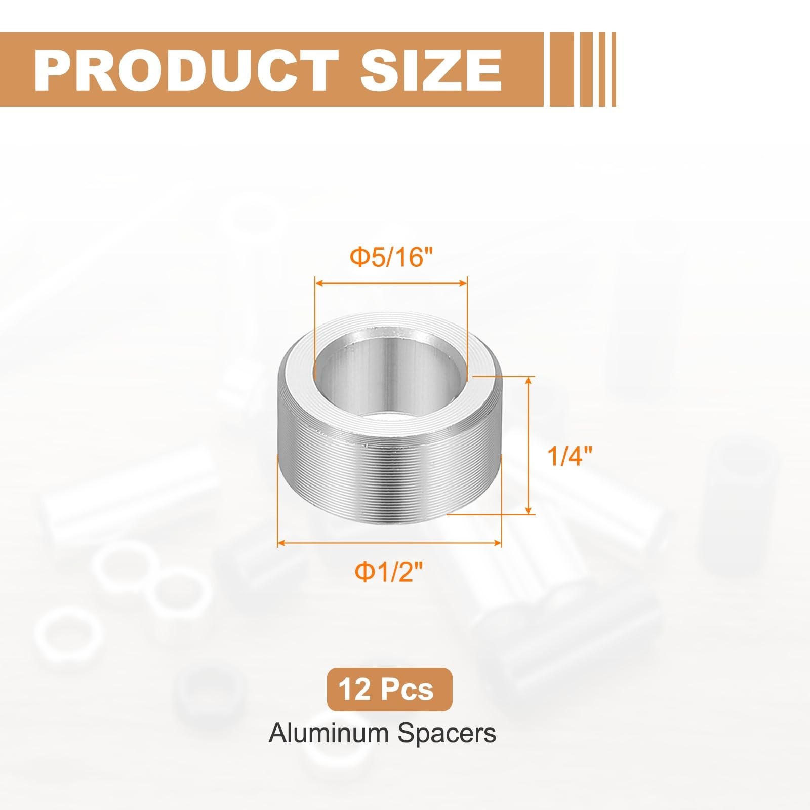 PATIKIL 12PCS Aluminum Spacers, 5/16 x 1/2 Metal Spacers 1/4, Silver