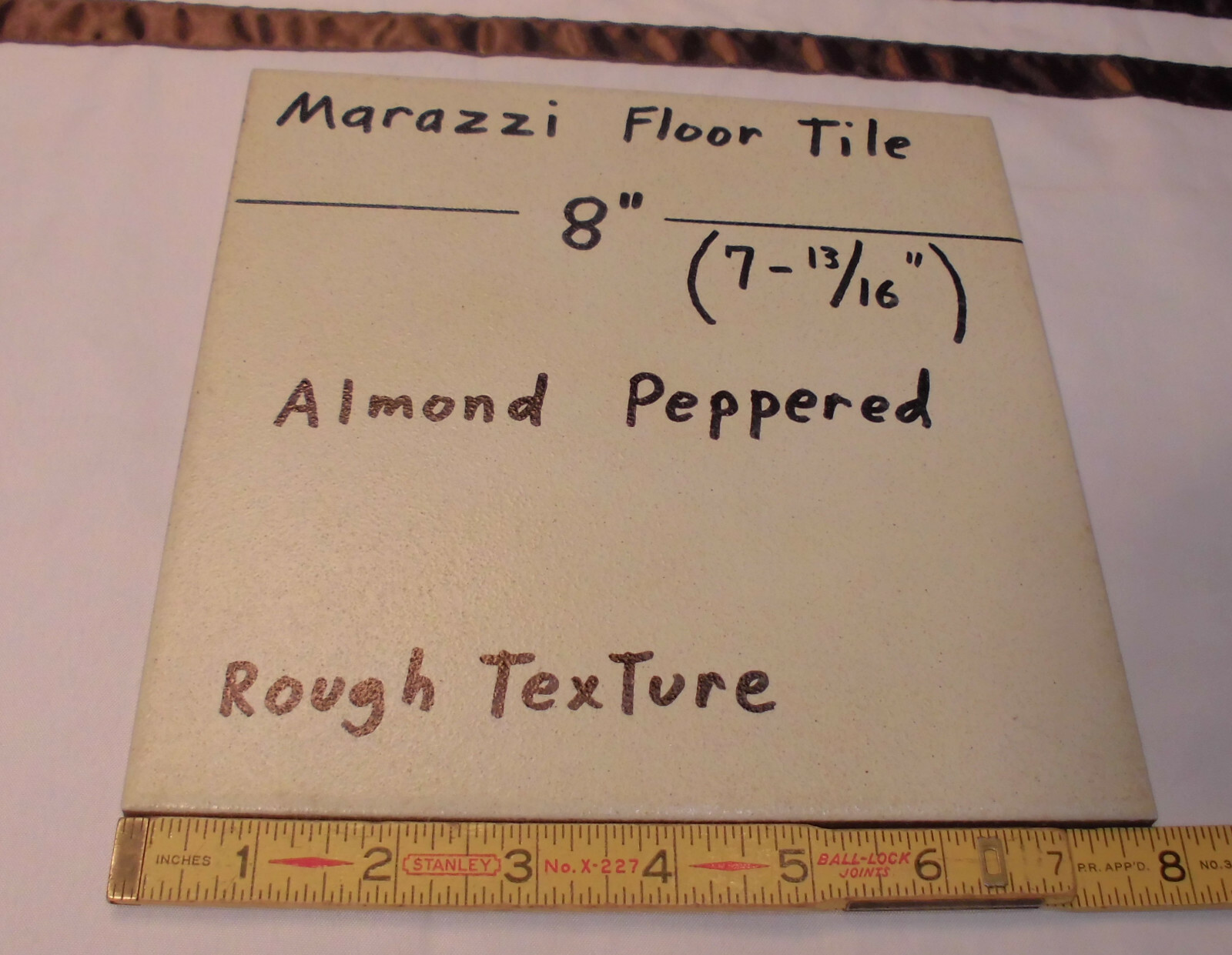 1 pc. “Almond-Off White” Peppered Textured-Ceramic / Porcelain Floor Tile 8″