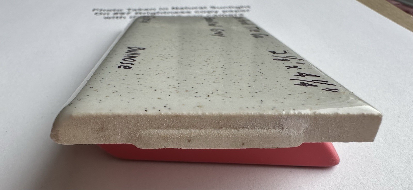 1 pc. Speckled Gray: 2-1/8″ X 4-1/4″ Glossy Bullnose Ceramic Tile by Oxford Co.
