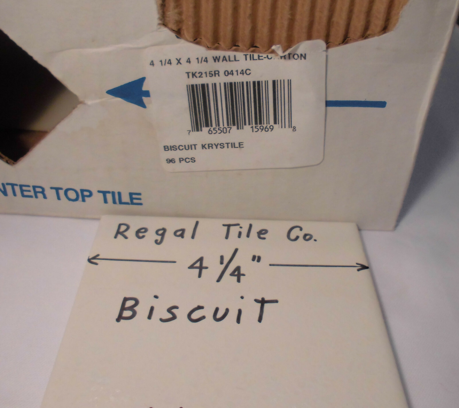 1 pc. Ceramic Tile *Biscuit* Krystile Glazed 4-1/4″ by Regal Co. Crystal NEW