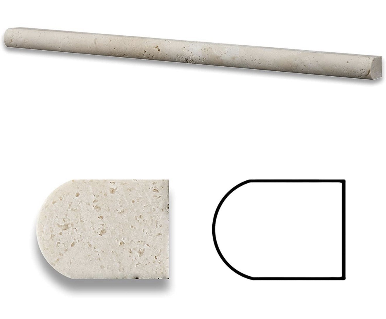 Travertine Pencil Trim Tile – Molding Rod with Groove – Natural Stone – Liner