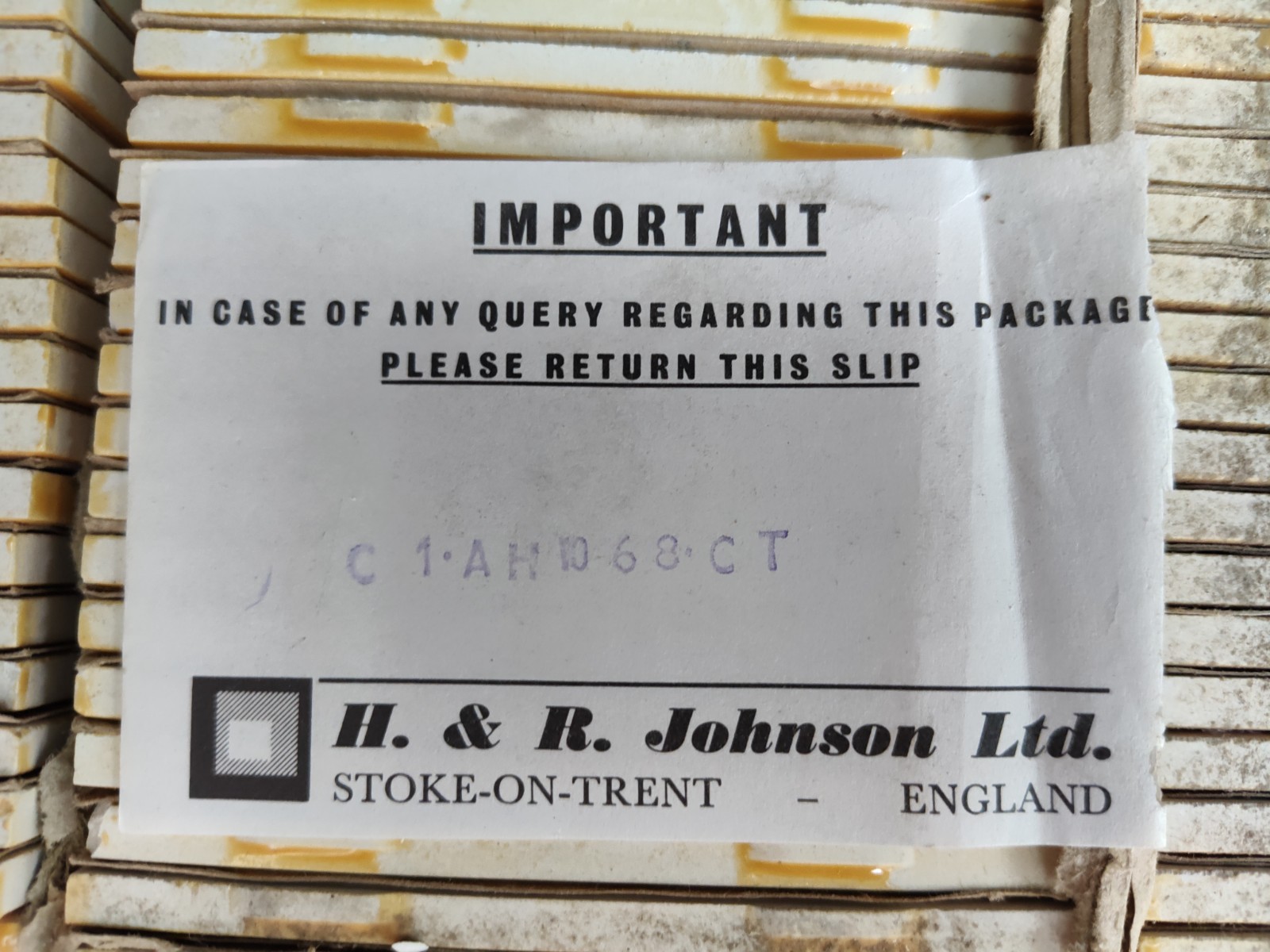 NOS LOT (9) NEW Vintage H&R Johnson England Ceramic Tile 4.25″ – SOLD BY SQ FT