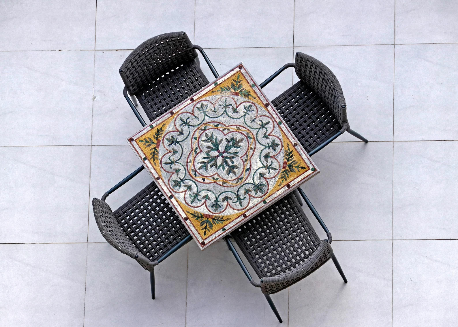 40” MEDALLION MOSAIC TILES |Square Shape Botanical Pattern Mosaic Tiles