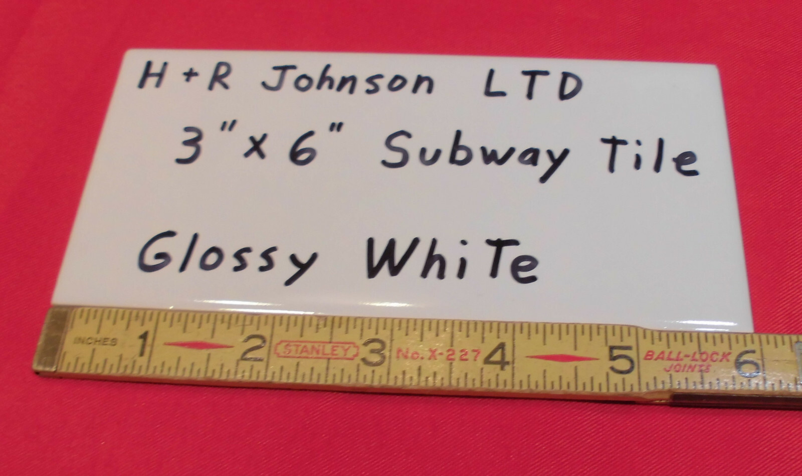 1 pc. Vintage *White* Subway Glossy Ceramic Tile 3″ X 6″ X 3/16″ H R Johnson Co.