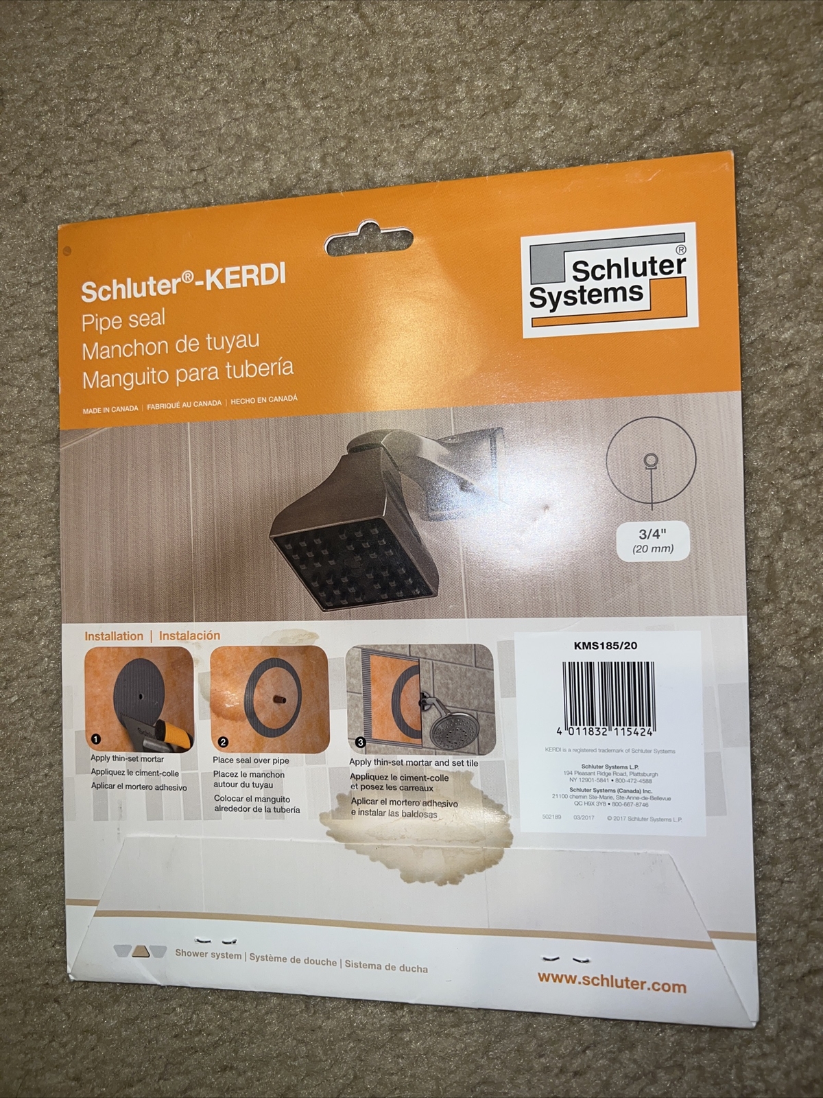 Schluter Kerdi Pipe Seal 3/4″ KMS185/20 Brand New