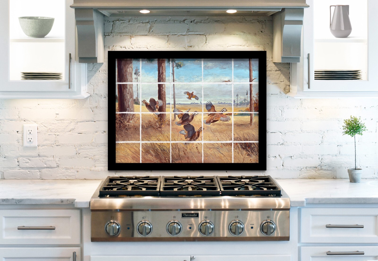 ready to hang ceramic tile kitchen backsplash. flying quails farm barn country