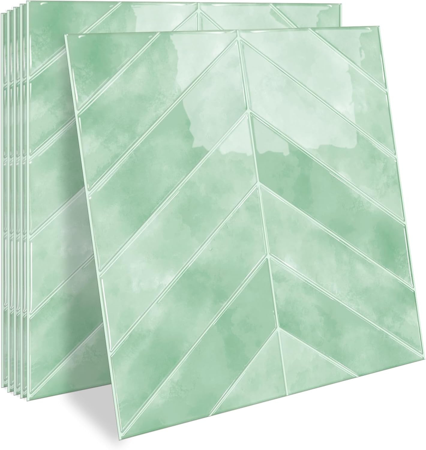 Herringbone Peel and Stick Backsplash, 10 Sheets of 11.8″X11.8″ – 3D Adhesive Wa