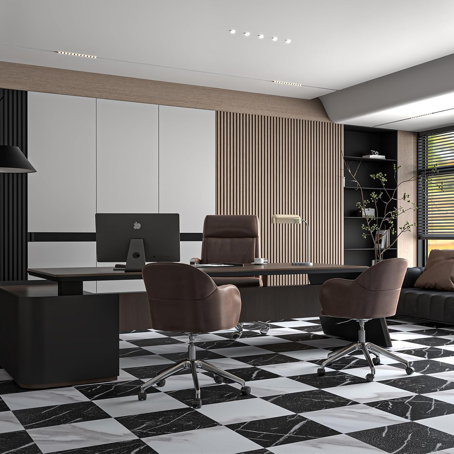 30 Piece Peel and Stick Floor Tiles, 12×12 Inch, Waterproof, Black