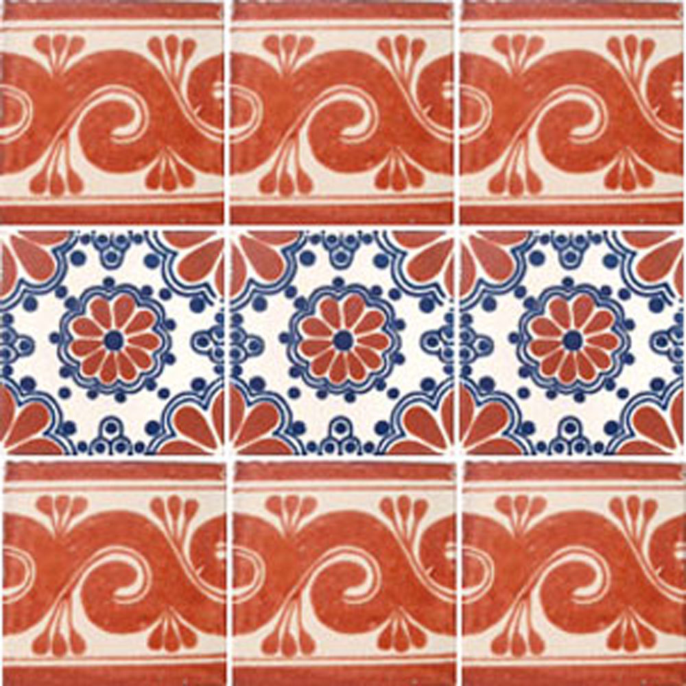 SET #110) With NINE Mexican Tiles Ceramic Clay Handcrafted Mexico