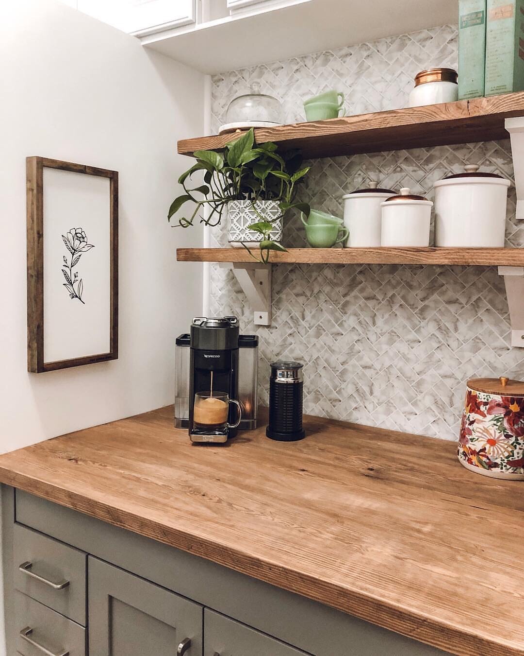 Wallpops Herringbone Carrara Marble Farmhouse Peel and Stick Tile Backslash DIY