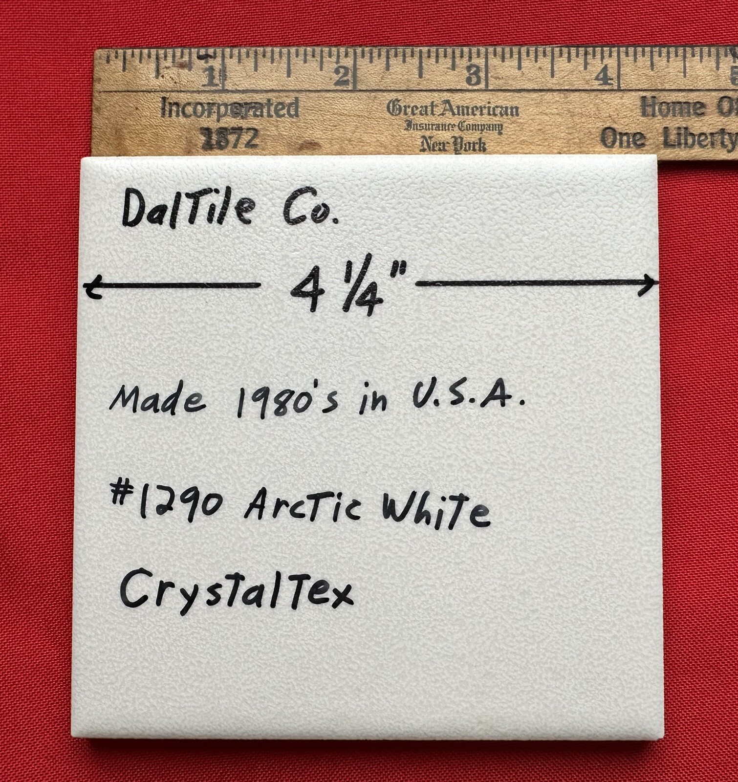 1 pc. Mayan White: Glossy Ceramic Tile by Daltile 4-1/4″ Tiny, Bumpy, Dimple