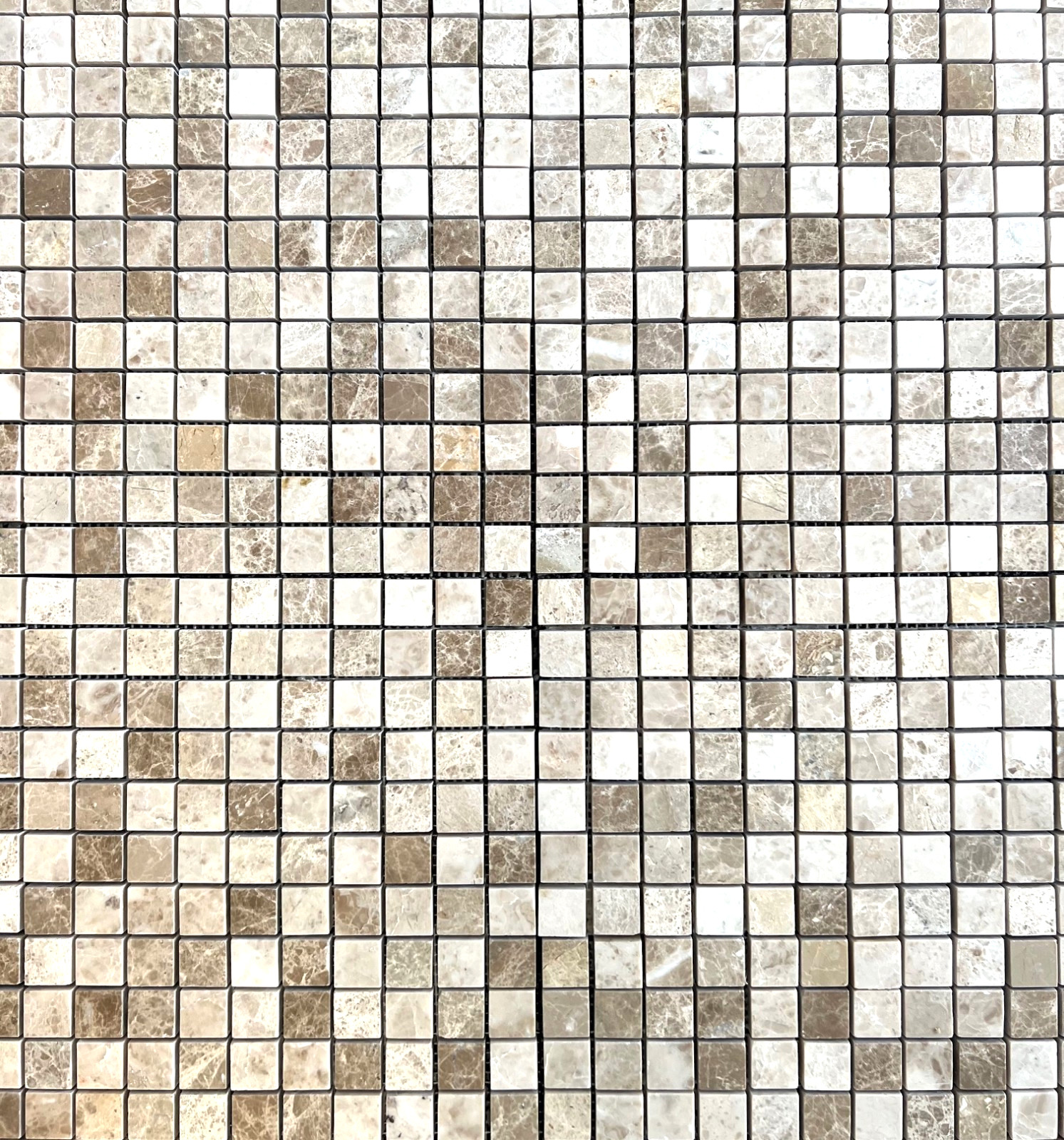 Emperador Light Beige Cappuccino mix 1×1 Polished Marble Wall Mosaic Tile