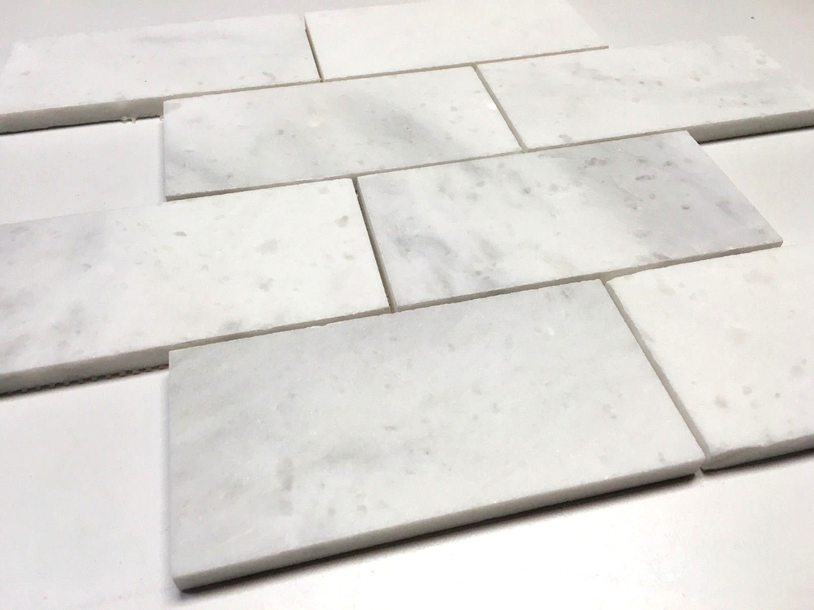 White Carrara 3×6 Polished Marble Tile Backsplash Wall Floor Kitchen Bath