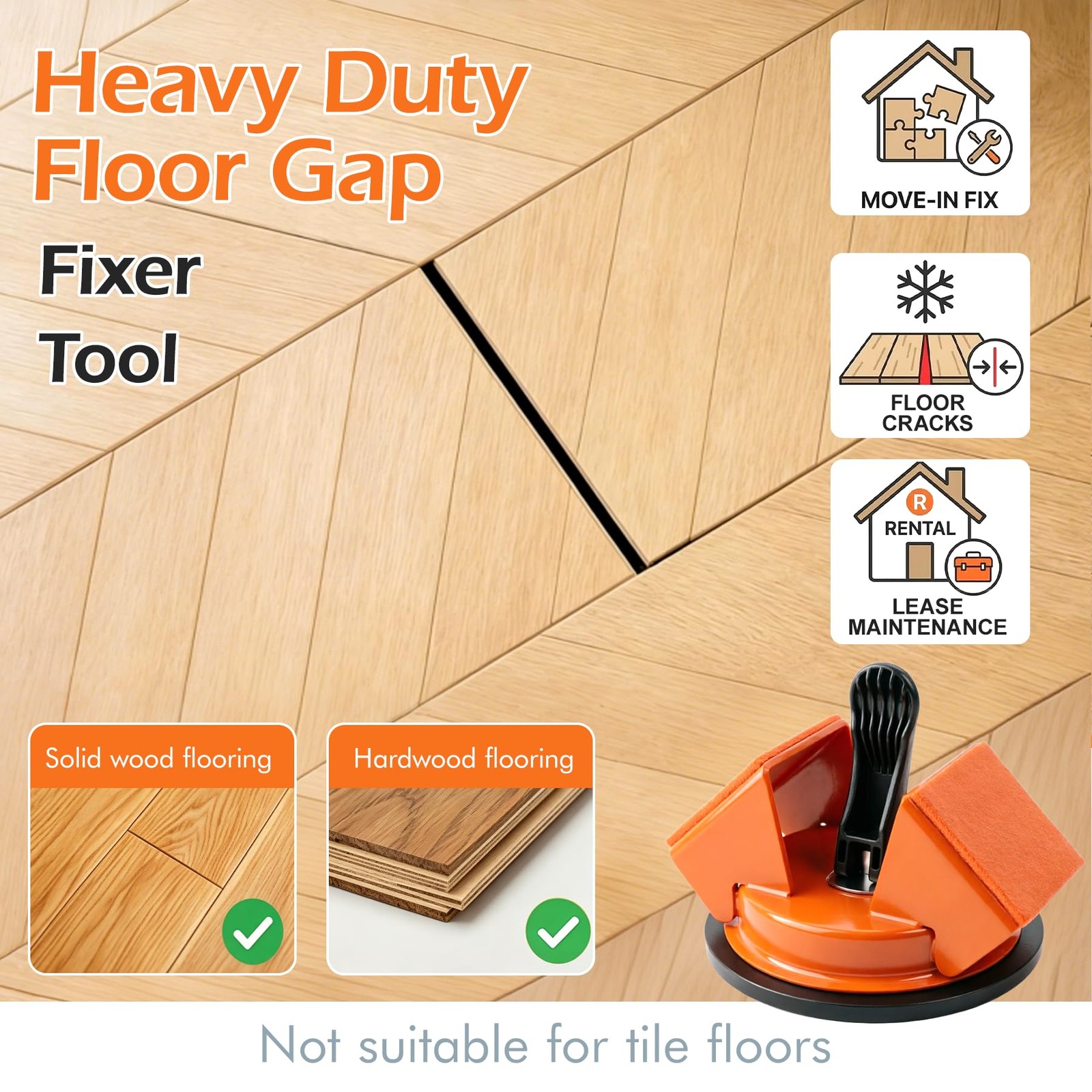 Floor Gap Fixer Tool with 45° Striking Surface, Heavy Duty Floor Gap Repair T…