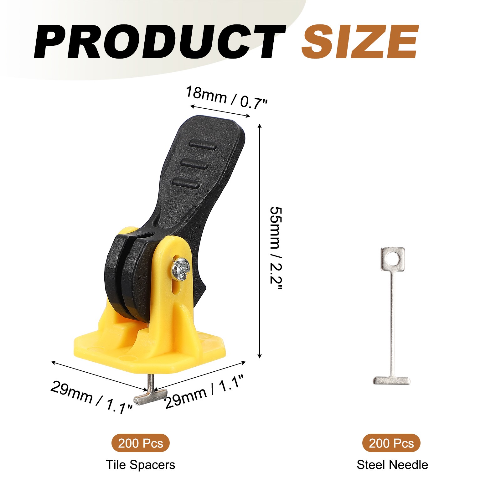 Tile Leveling Kit Tile Leveling System Fit 0.9 mm for Wall & Floor Yellow 50 Pcs
