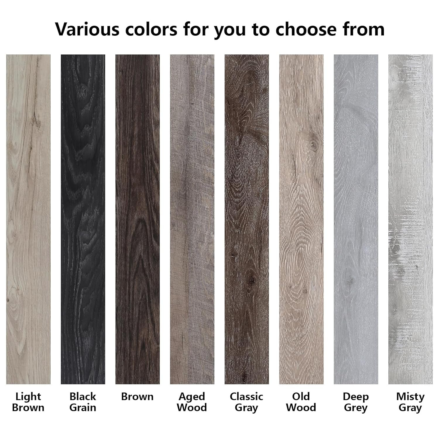 Peel and Stick Floor Tile, Luxury Vinyl Plank Samples Set of 8, Real Wood Look S