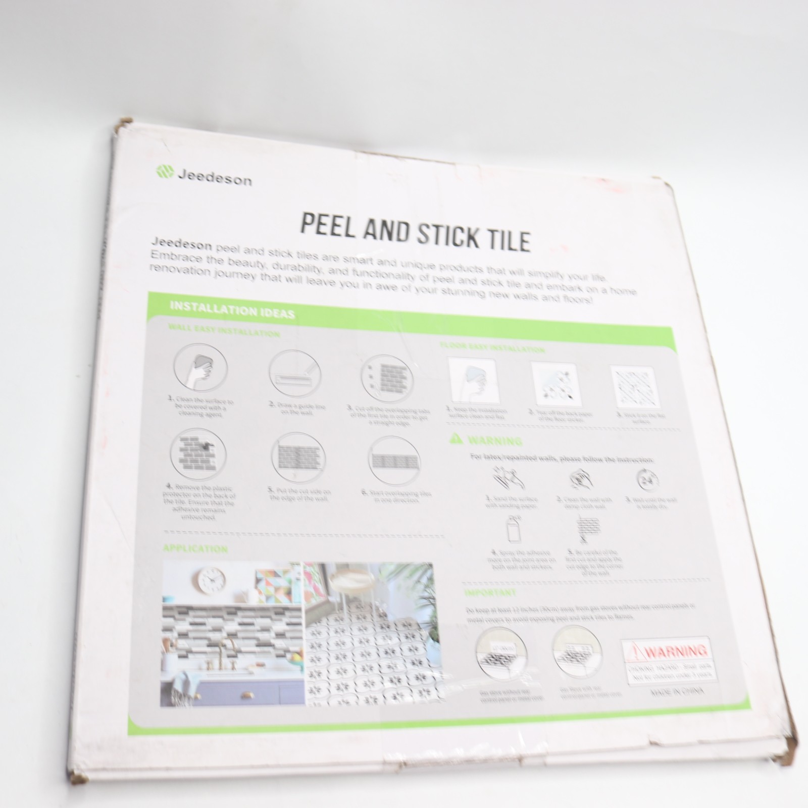 (10-Pk) Jeedeson Backsplash Floral Peel and Stick Wall Tiles 11.8″ x 11.8″
