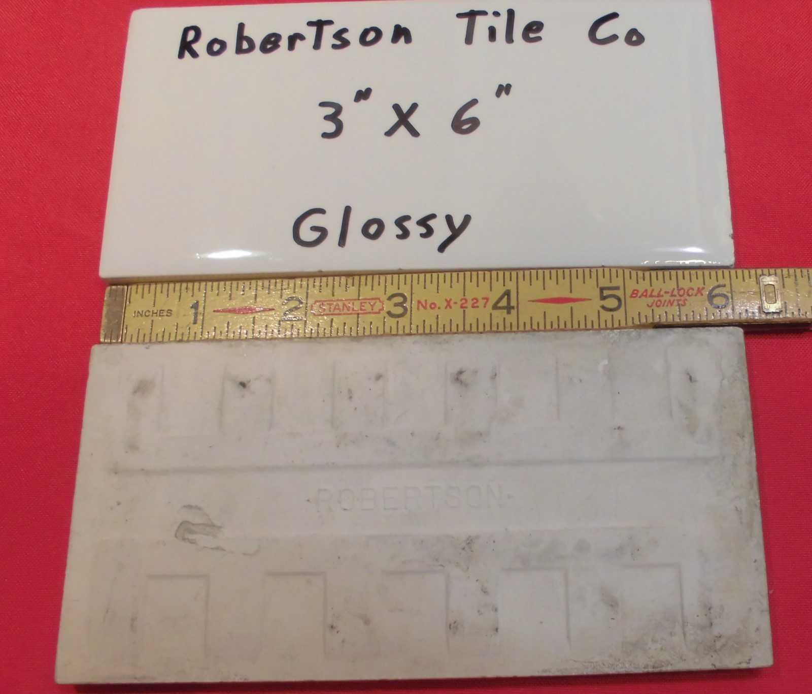 1 pc. Vintage *White* Subway Glossy Ceramic Tile 3″ X 6-1/16″ Robertson Co. NOS