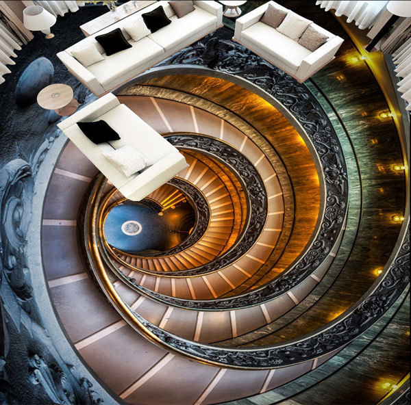3D Amazing Spiral Stair Art Floor Mural Photo Flooring Wallpaper Home Wall Decal