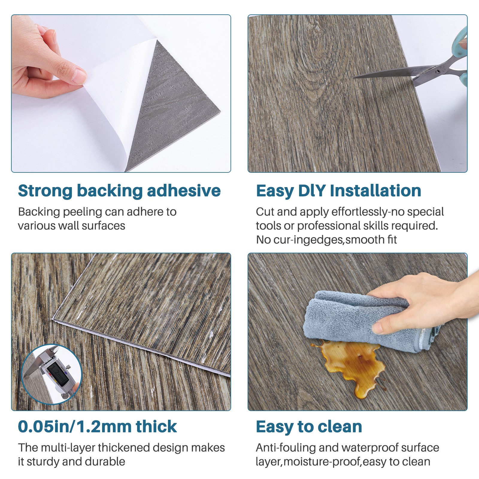 50-100pcs Self-Adhesive PVC Floor Tiles 3D Wood Grain Waterproof for Living Room