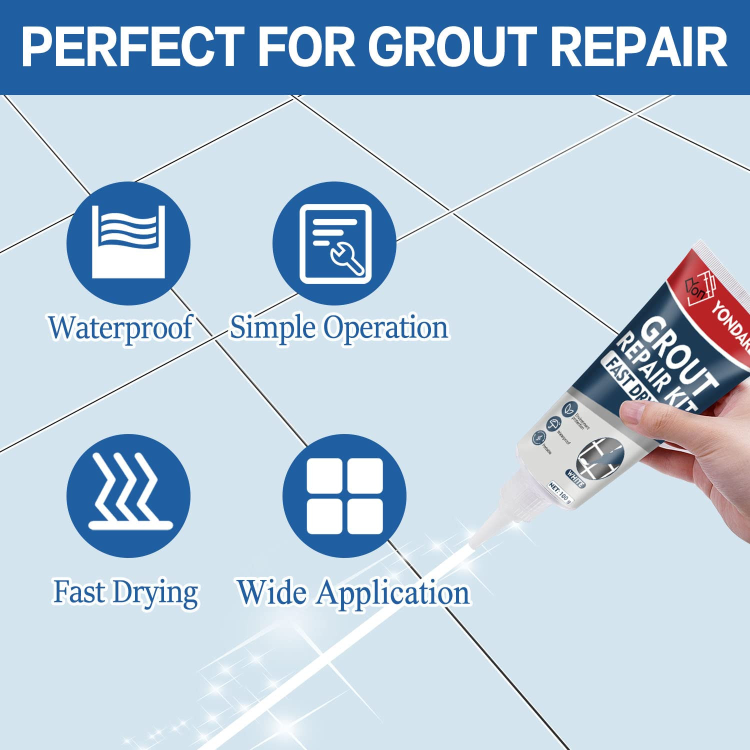 Tile Grout, 2 Pack White Grout Filler Tube, Grout Sealer for Bathroom, Shower…