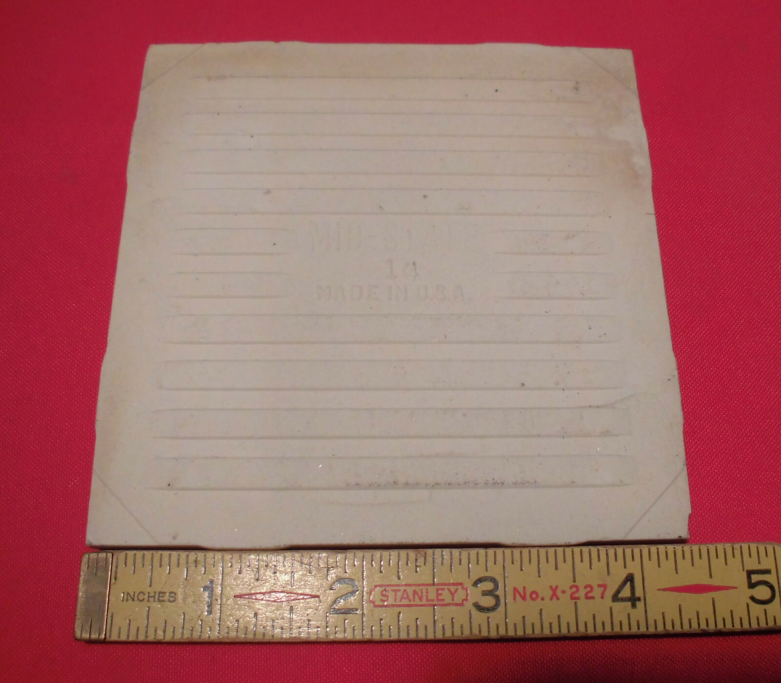 1 pc. *Speckled Beige* Ceramic Tile 4-3/8″ by Mid-State; Matte Lightly Textured
