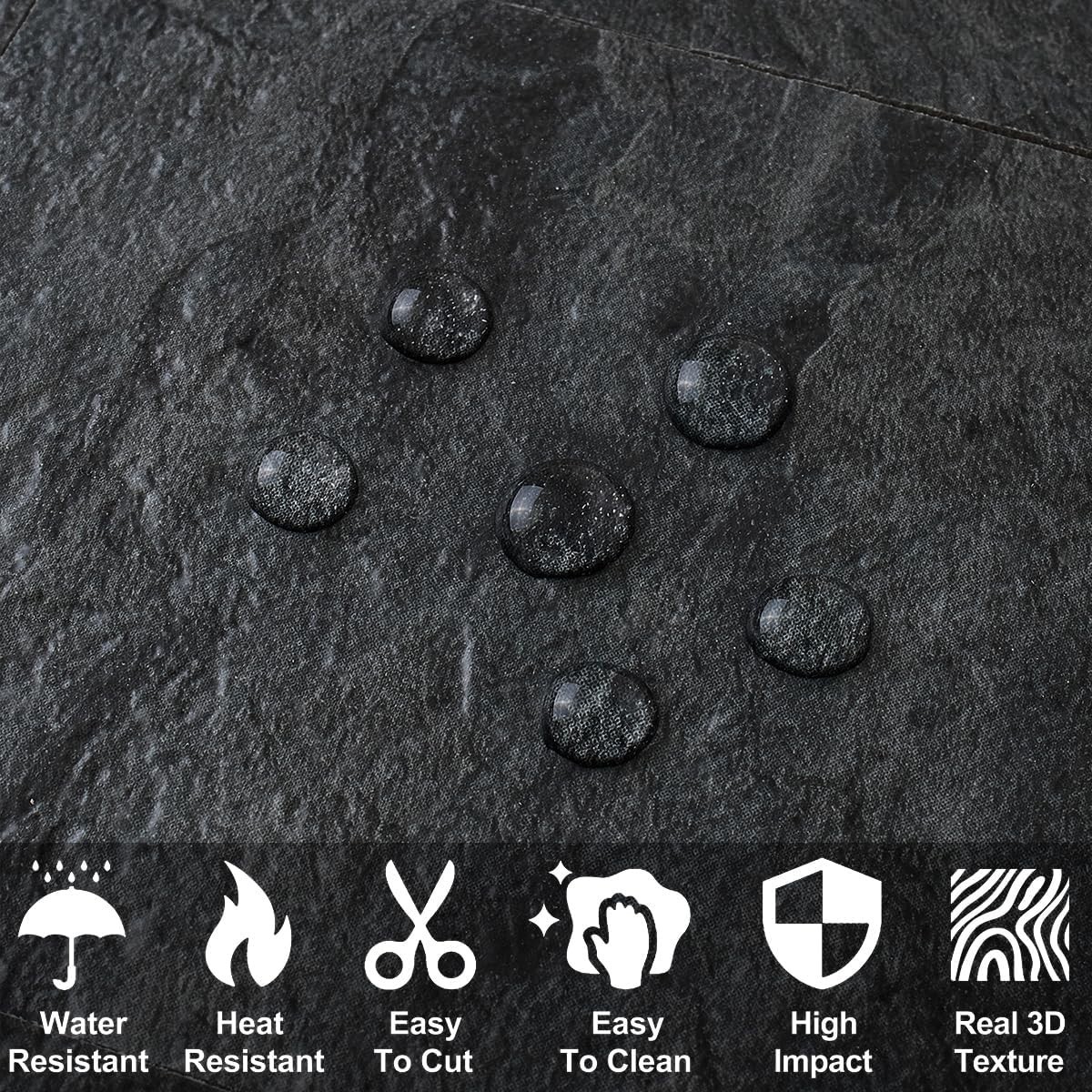 Transform Your Space: 100 Black Slate Peel and Stick Tiles | 12.1 sq ft Coverage