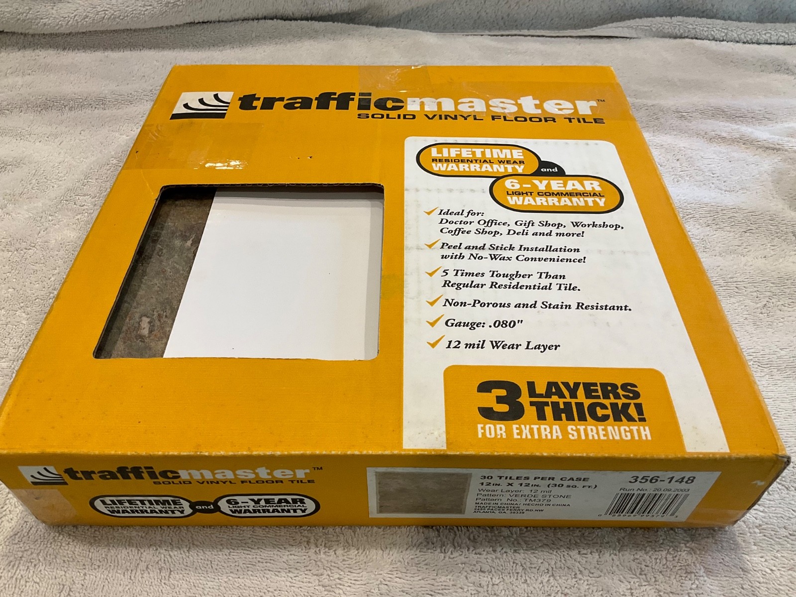 4 Pieces Traffic Master 12×12 Verde Stone TM379 Peel And Stick Vinyl Flooring